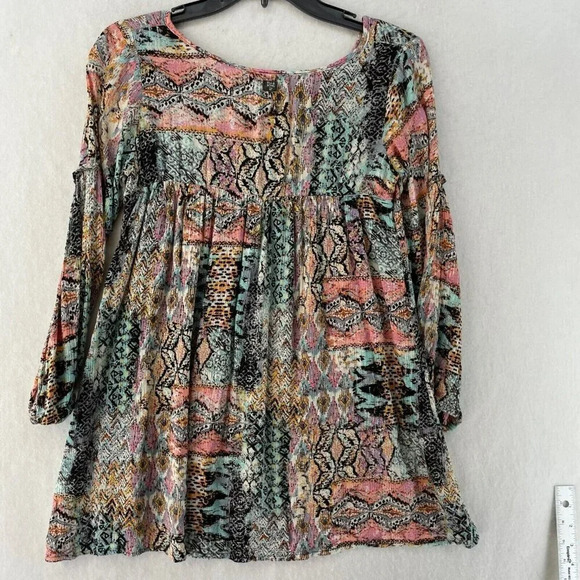 Billabong Blouse Womens M Sheer Western Off Shoulder Pullover 3/4 Sleeve Stretch - Picture 2 of 10